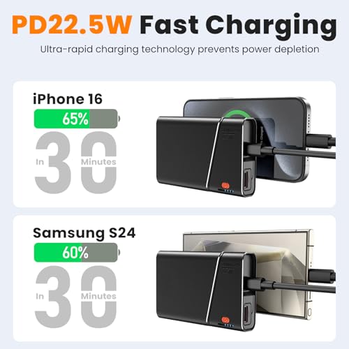 Power Bank 20000mAh, 22.5W Super Fast Charging Metal Portable Charger with Detachable USB-C Cable, Airline Approved for iPhone 17/16/15/14/13, iPad, Samsung, Android & More - Image 4