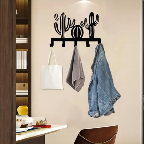 Ririyeye LCZ154 Coat Rack Wall Mount,Coat Hooks Wall Mount Hanger With 5 Hooks,Cactus Metal Wall Art Decorative,Hats Towels Keys Hooks Holder Organizer thumb #5