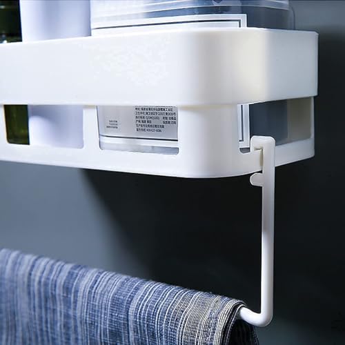Image of TEKCOOL Wall Shelves Kitchen Bathroom Shelf Self-Adhesive Sticker Hook Multipurpose Wall Holder Bathroom Storage Rack Box Strong Shower Rack Shelf (Set of 2 Bath Self and 1 Towel) - Plastic