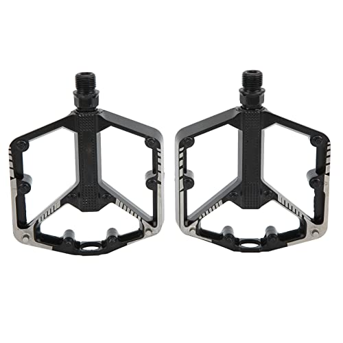 SAXOJONON Pedales de bicicleta de aleación de aluminio, para bicicletas de montaña, ligeros, diseño hueco, picos antideslizantes, rodamientos dobles DU, tornillo universal de 14