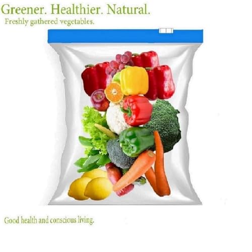 Image of Zipper Seal Slider Zip Lock Bags, Food Vegetable Fridge Storage Bag, Freezer, Microwave Safe, BPA Free Reusable Transparent Zipper Bag | (10 PCS BLUE ZIPPER BAG)