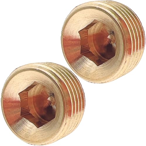 2pcs 3/8 NPT Male Brass Pipe Plug Counter Sunk Internal Hex Head by CX WONDERLAND
