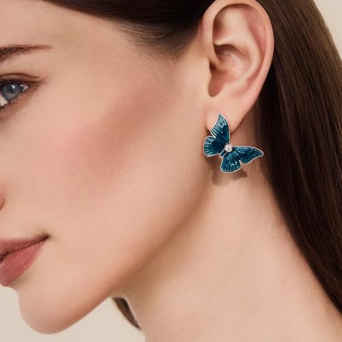 Cicy Bell Butterfly Silver Plated Stud Earrings for Women Trendy Cubic Zirconia Elegant Animal Earrings Jewelry Wedding Party Gifts2