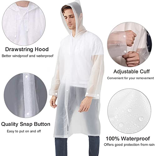 Cosowe Raincoats Rain Poncho for Adults, 2 Pack Reusable Rain Jacket Rainwear Emergency for Women Men with Hoods and Sleeves, Waterproof for Outdoors, Camping, Disney