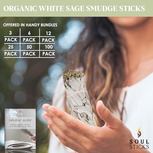 SOUL STICKS 9 Inch 3-Pack Organic California White Sage Smudge Sticks Bulk for Home Cleansing, Negative Energy Removal, Good Energy Meditation & Smudging Rituals | Pure Sage Bundles