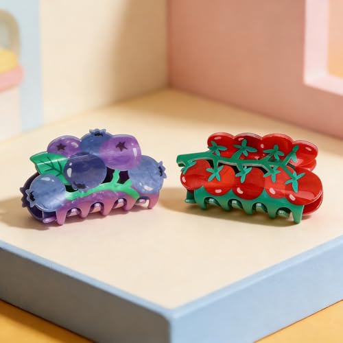 Set de 2 pinzas para el cabello con diseño de frutas miniatura 7