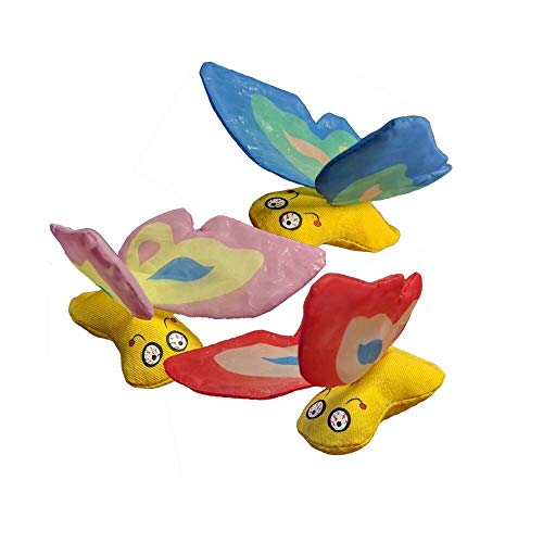 Yeowww! 3 Color Bundle of Organic Catnip Butterfly Cat Toys: Blue Purple and Red