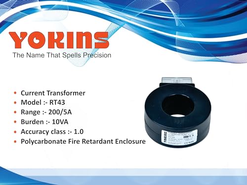 Image of YOKINS Current Transformer 200 /5A, 200A CT for Ammeter Model RT43 Polycarbonate encapsulated Round current transformer with terminals and protective cap