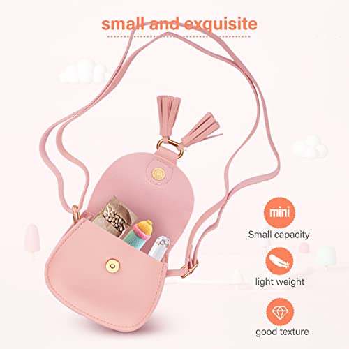 Image of Little Girls Purse for Toddler Kids Girls Leather Crossbody Bag with Tassel (Pink)
