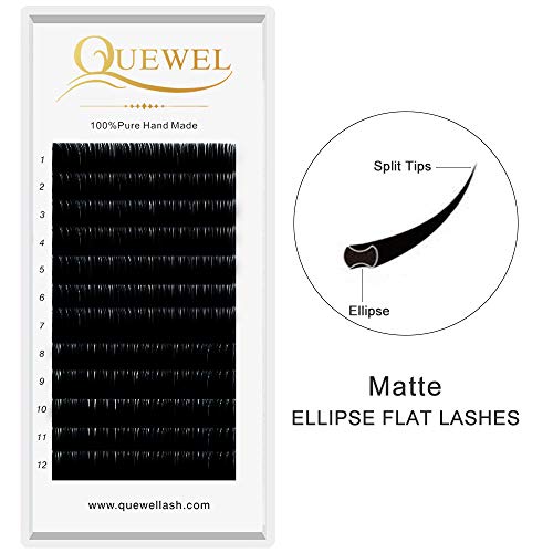 Ellipse Flat Eyelash Extensions 0.20 C Curl 11mm Matte Black|Optional Single 8-15mm Mix 8-14mm|(0.20-C 11mm)