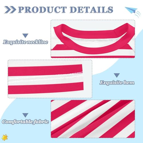 CaTaKu Hot Pink Stripes Boys Rash Guard Swim Shirts Toddler Quick Dry UPF 50+ Rashguard Short Sleeve 3-12T3