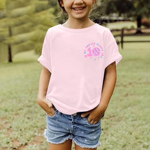 Image of Pairxily in My Double Digits Era Shirt for Girls 10th Cute 10 Year Old Girl Happy Birthday Shirts Gifts Short Sleeve Tops