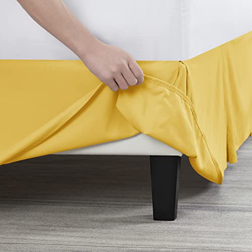 Image of Nestl Yellow Bed Skirt Queen Size - Queen Bed Skirt 14 Inch Drop - Brushed Microfiber Bed Skirts - Hotel Quality Pleated Bed Skirt - Shrinkage & Fade Resistant