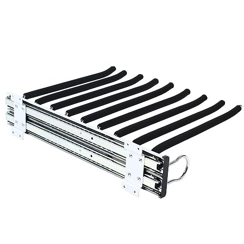 MAFAGE Hosenbügel Ausziehbarer, Hosenaufhängung Platzsparend, Kleiderstange Ausziehbar mit rutschfeste Beflockung für 9 Hosen, Edelstahl Hosenaufhängung für Kleiderschrank 46cm (Right)