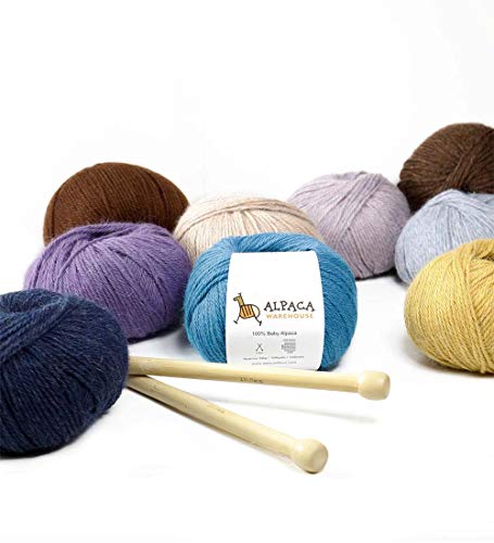 100% Baby Alpaca Yarn Wool Set of 3 Skeins Lace Worsted Bulky/Chunky Weight - Heavenly Soft and Perfect for Knitting and Crocheting (Heather Lilac, Worsted Weight)