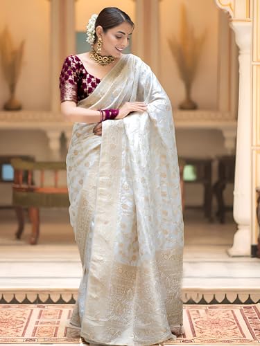 Image of Yashika Women's Pure Kanjivaram Silk Saree Soft Banarasi Style Wedding With Blouse Piece | Saree For Women | New Sari