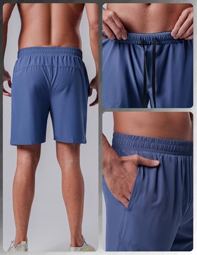 3 Pack: Men's 7" Running Shorts with Compression Liner Pockets, Athletic 2 in 1 Shorts for Workout Gym Quick Dry3