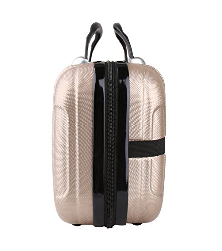 Genda 2Archer Kleine Kosmetikkoffer Hard Shell Handgepäck Reise Schönheittasche (Champagner) – Bild 4
