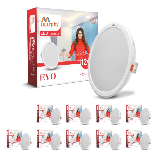 Image of Murphy EVO 12W RD LED Panel Light | 4500K Natural White| Recessed Ceiling Light | 1200 Lumens | 125mm Cutout | Shockproof PC Body | BIS Approved | 4kV Surge Protection | 2-Year Warranty | Pack of 10