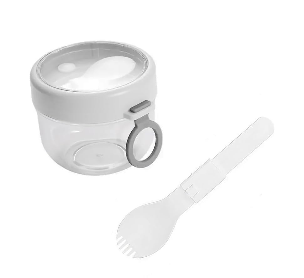 V&R GoodsAirtight 20oz Overnight Oats Containers with Lids plastic - lunch containers (Clear White)