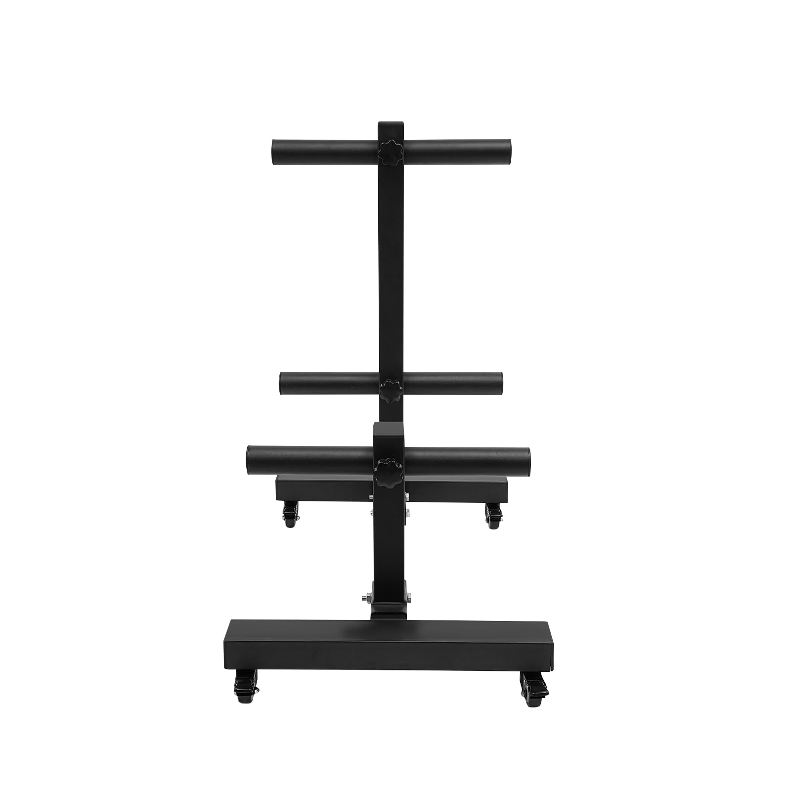WUSILILU Weight Plate Rack Tree with Universial Wheels, 30.7*23.8*36.6in, 500kg Load-bearing, H-shaped Base, 6 Weight Plate Storage Posts, Q235A Steel Weight Tree Rack for Home, Hotel, Gym, School