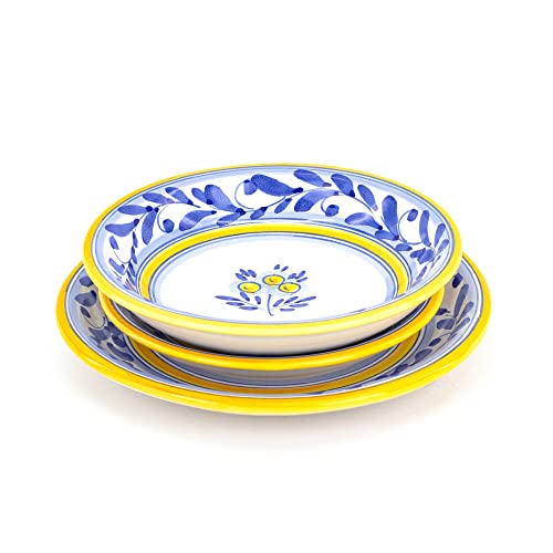 1 piatto frutta Ø 20 cm CEAR ceramiche - Set di 3 piatti in ceramica siciliana di Caltagirone, posto tavola singolo per servizio di piatti