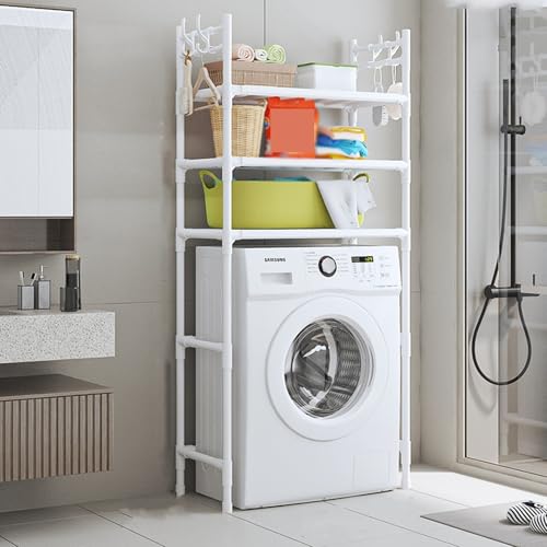 Étagère à linge pour petite salle de bain meuble gain de place au-dessus machine