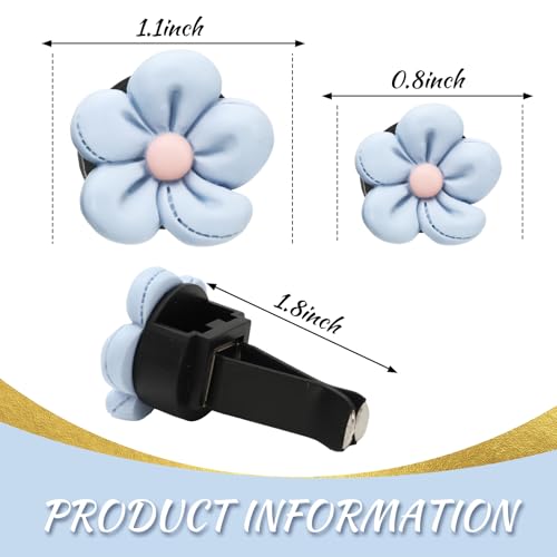 Image of JarThenaAMCS 6Pcs Daisy Floral Car Air Vent Clip Blue Flower Car Air Conditioner Outlet Decoration Cute Resin Interior Charm Ornament For Auto Accessories