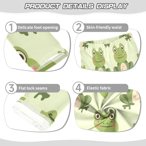 Bolaz Toddler Girls Leggings Printed Yoga Pants Leggings Green Heart Frog for Kids3