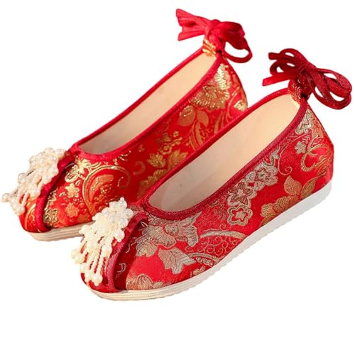 Women Chinese Style Hanfu Shoes Embroidered Ballet Flats Mary Janes