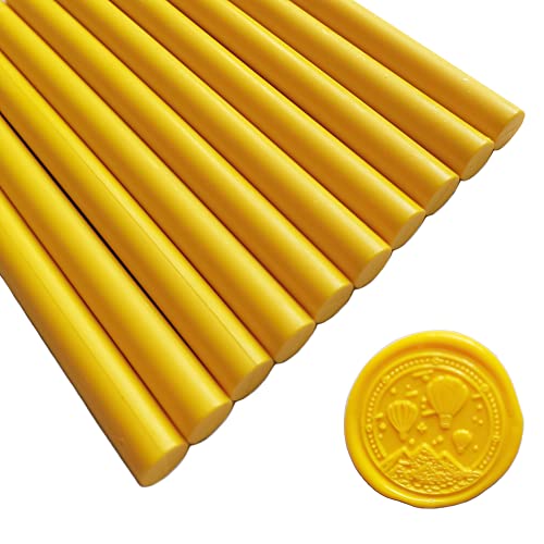 10 varillas de cera de sellado amarillas para sello de cera, barras de sellado AMTOL para pistola de pegamento, ideal para invitaciones de boda, sobres de tarjetas, envoltura de regalo.