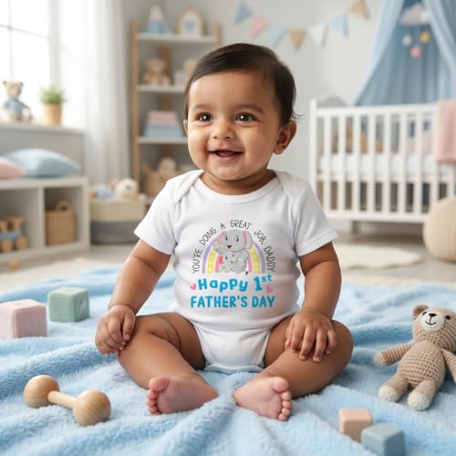 Image of Lillypupp Happy First Father'S Day Newborn Baby Clothes For Boy Girl. Baby Romper For Fathers Day Gift For New Daddy Father Dad Husband.
