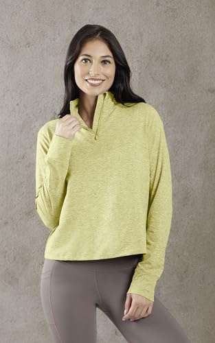 Image of 90 Degree By Reflex Cropped Two Tone Heather Long Sleeve Quarter Zip Jacket