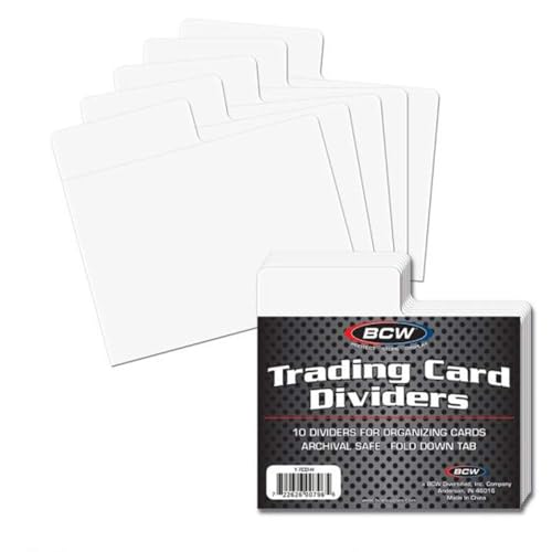 BCW Horizontal Trading Card Dividers - 10 ct | Archival Quality, Write-On Index Tab, 3 11/16 X 2 11/16 Inches | Fits Single Row Card Boxes| Card Collection Organizer Dividers