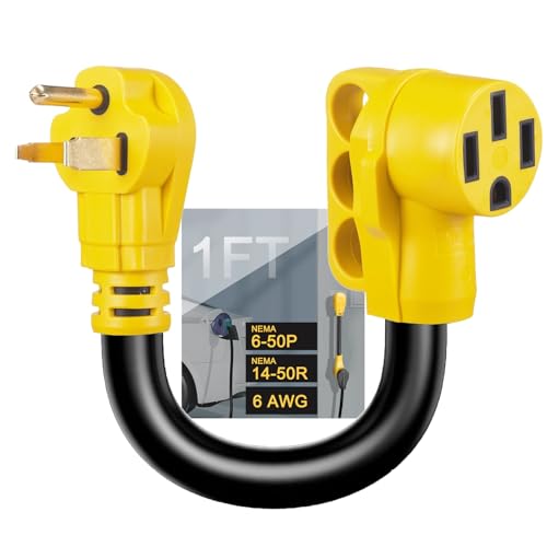 Suplevel NEMA 6-50P to 14-50R EV Charger Adapter Cord STW 6AWG 50 Amp 240V/250 Volts 3-Prong Welder Plug to 4-Prong EV Charger Connector for Tesla or EVSE Level 2 Charging NOT for RV ETL Listed