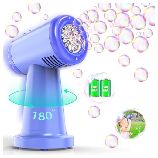 Bubble Machine for Kids Toddlers, Automatic 90°/180° Rotating Bubble Blower 20000+ Bubbles Per Minute, Portable Bubble Maker Outdoor Toys for Party, Birthday, Wedding (Include Rechargeable Battery)