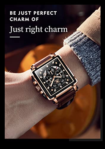 Image of OLEVS Square Watches for Men Chronograph Fashion Business Watch Luminous Waterproof Casual Wrist Watches