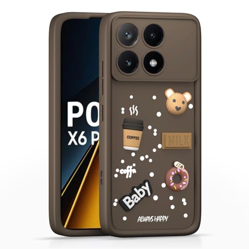 Image of Pikkme Back Cover for Poco X6 Pro 5G | 3D Cartoon Silicone Case Cute & Fun Full Protective Bumper Cover (Brown)