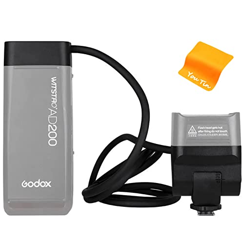 Godox EC200 AD200 Extension Flash Head with 2M Cable Portable Off-Camera Light Lamp for Godox AD200 AD200Pro and Flashpoint eVOLV 200 Pocket Flash Speedlite