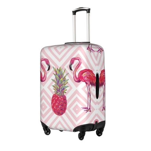Pink Flamingo Pineapple Printed Luggage Cover Elastic, Washable, Universal Fit 18-32 Inch Travel Suitcase Cover Easy To Identify2