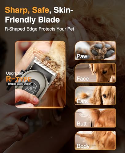 Image of Dog Clippers for Grooming, Dog Grooming Kit for Heavy Thick Hair, Low Noise Cordless Pet Hair Trimmer with Stainless Steel Blade, Professional Rechargeable Hair Trimmer for Dogs and Cats Sliver