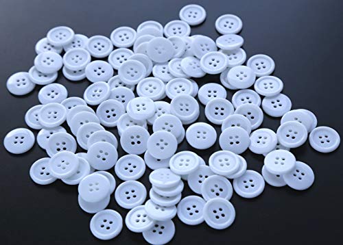 Ganssia 23/32 Inch (17.5Mm) White Color Buttons Sewing Flatback Button For Shirt Garment Sewing Or Crafts Pack Of 100 Pcs #TOP5