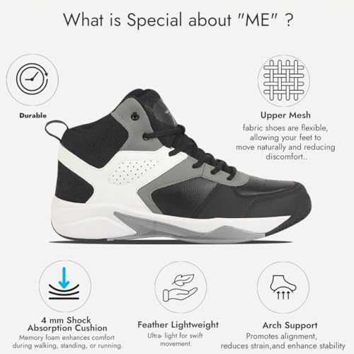Image of FAUSTO Men High Top Colorblocked Chunky Classic Lace Up Sneakers|Breathable Basketball Shoes with Memory Cushion|Anti Skid Comfort Grip Sole