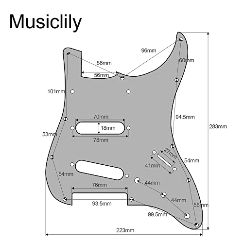 Musiclily Pro 11 Furos SSS Stratocaster Escudo Pickguard de Alumínio para Guitarra American/Mexican