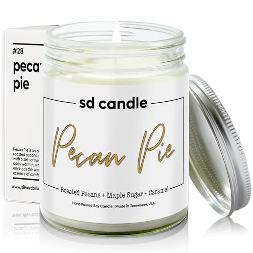 Silver Dollar Candle: Sweet Pecan Scented Soy Candle - Natural Soy Candles for Home Scented Aromatherapy Candles - Hand-Poured & 100% Candle Soy Wax Candles - Ideal Natural Candles Gifts - 9oz