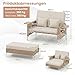 COSTWAY Polyrattan Sonnenliege, Gartenliege mit Verstellbarer Rückenlehne & ausklappbarem Seitenablage, Loungebett, Doppelliege mit Auflage, Gartensofa mit Hocker für Garten, Balkon (Beige)