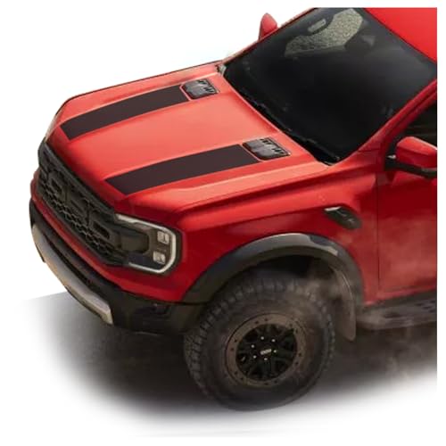 BENINI DESIGN STUDIO Vinyl Blackout Hood Racing Stripes Kit Vinyl Decal Grahics Compatible with Ford Ranger Raptor 2024 2025 and up (Matte Black)