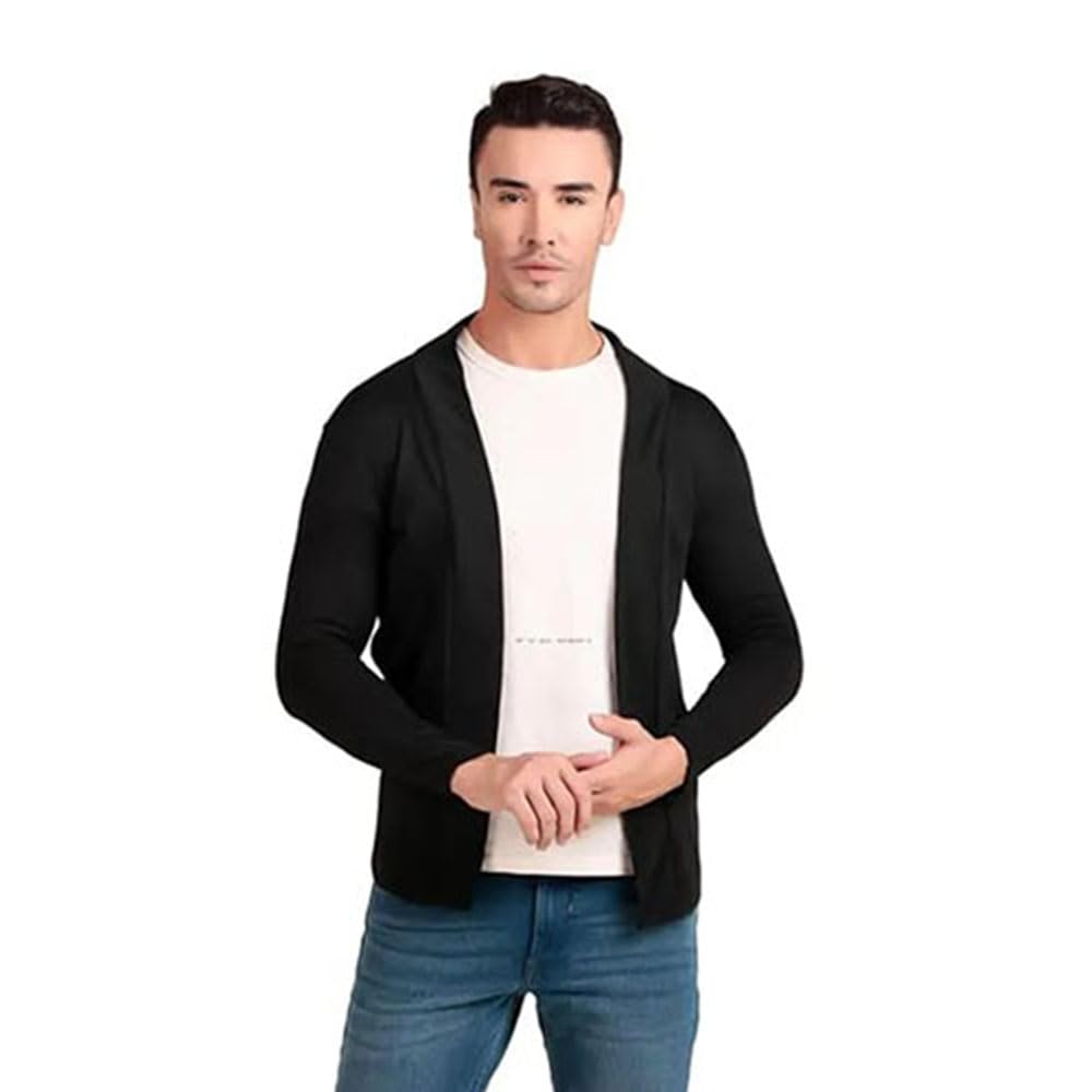 Men’s Cotton Shrug | Open Full Sleeve Shawl Cardigan for Men, Best for Casual Wear (IN, Alpha, S, Black)-image-49
