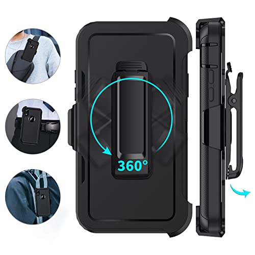 Mieziba for iPhone XR Case, Heavy Duty Shockproof Dust/Drop Proof 3 Layer Full Body Protection Rugged Cover Case with Belt Clip Holster for Apple iPhone XR 6.1",Black by Mieziba - Used condition - Image 5