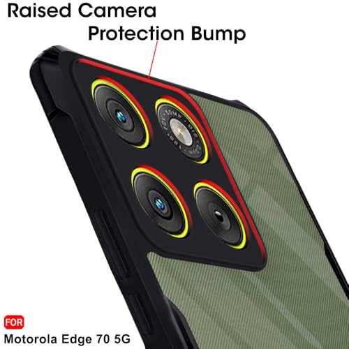 Image of TheGiftKart ShockProof Crystal Clear Back Cover Case for Motorola Moto Edge 70 5G | 360 Degree Protection | Protective Design | Transparent Back Case Cover for Moto Edge 70 5G (PC & TPU, Black Bumper)